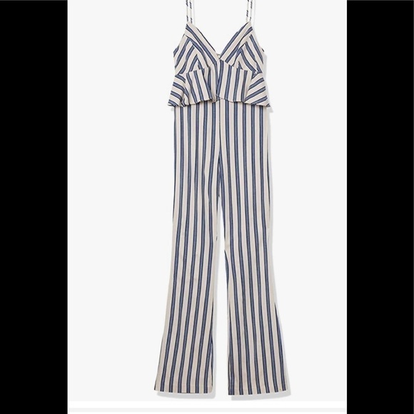 BCBG Generation Size 2 small striped peplum jumpsuit with flare leg new … - Picture 1 of 10